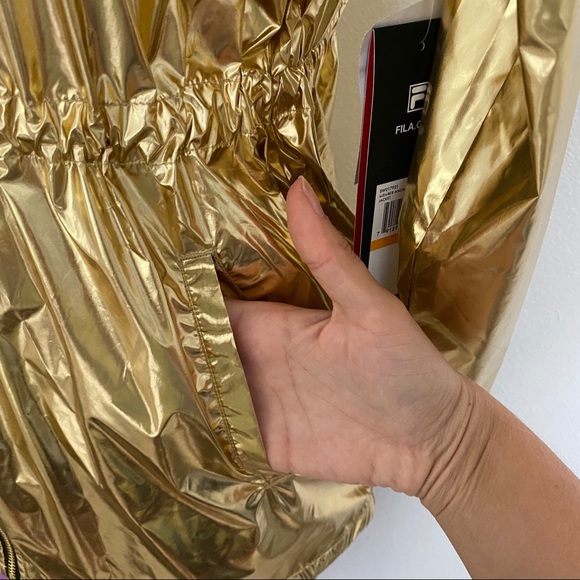 Rare Fila Gold metallic windbreaker jacket hooded - Picture 5 of 14